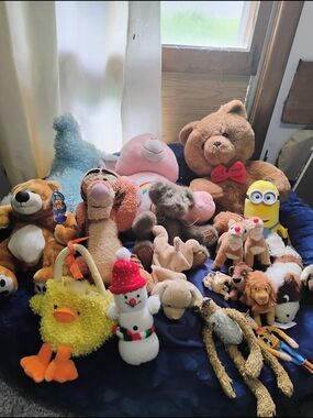 Assorted Plush Toy Collection - Brown, Pink, Yellow, Blue Plush Characters